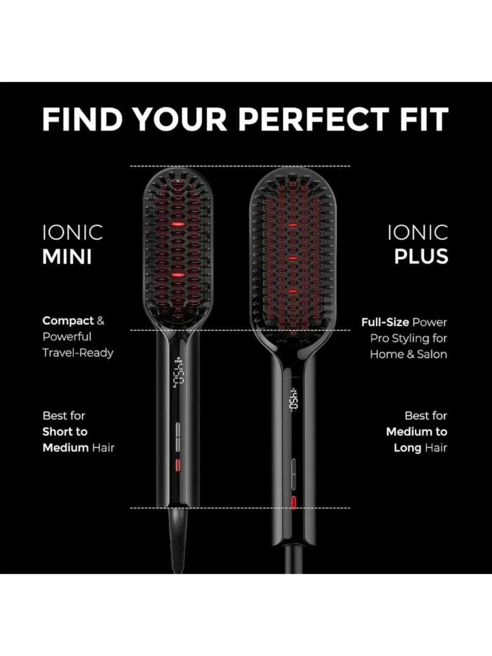 Ionic Hair Straightening Brush - Ceramic Hot Comb for Thick Curly Hair, 16